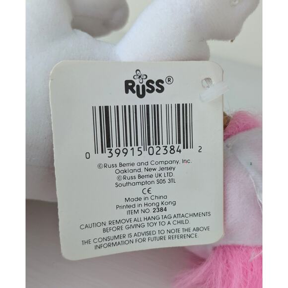 VTG Russ Luv Pet Easter Bunny Troll Doll w/ Tags 5" Girl Pink White Pajamas - Picture 5 of 7